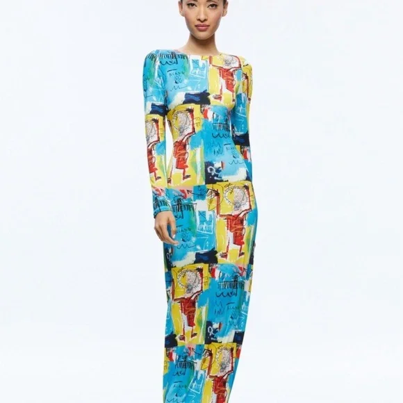 NWT ALICE + OLIVIA A+O X BASQUIAT DELORA MAXI DRESS - size 6 - Picture 5 of 13